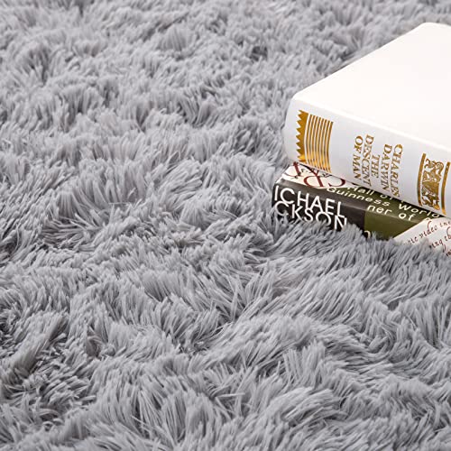 junovo Ultra Soft Washable Shaggy Rug - Non-Slip Oval Carpet for Nursery, Kids Bedroom & Home Decor (2x5ft Grey) | Plush Fluffy Floor Mat for Cozy Living Spaces - color: Grey, size: 2' x 5'