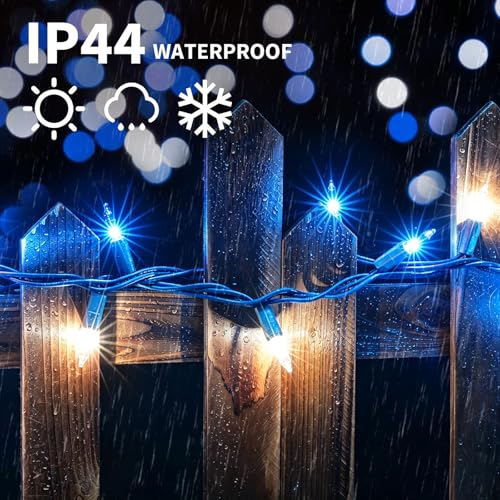 LAMPHOME Blue Clear Christmas String Lights, 150 Count 31.9FT Incandescent Mini Fairy Lights, UL Certified White Wire Hanukkah Lights for Indoor Outdoor Holiday, Xmas Tree, Hanukkah & Patio Decor - color: Blue Clear 150 Count Green wire