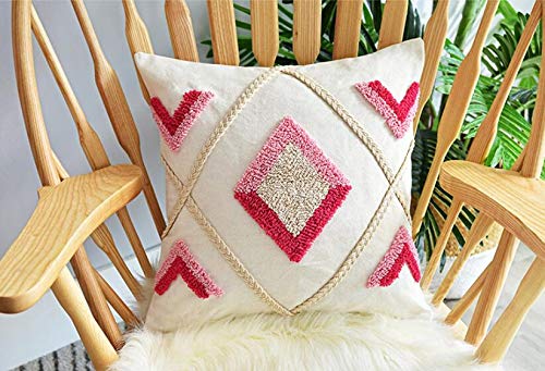 Judy Dre am Morocco Hand-Woven Tufted Throw Pillow Cover,Geometric Diamond Pillowcase for Sofa Couch Bed Car,Tribal Bohemian Cushion Cover 18x18 Inch - size: 18" x 18" (Pack of 1)
