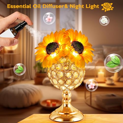 Sunflower Lamps for Women-Sunflower Flower Touch Lamp with 3-Color Infinitely Dimming,10+ Hours Runtime-Ideal Gift for Mom,Flower Decor for Bedroom and Office,USB Charge,IP44 Waterproof - style: Sunflower-Oval