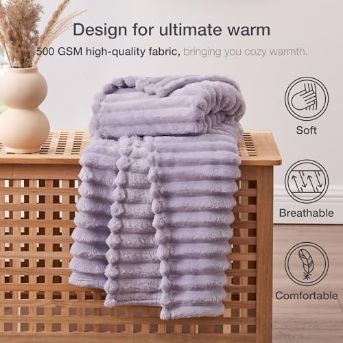 EXQ Home Gentle Soft Fleece Blanket Full Size– Cozy Lightweight Blanket for Couch Bed – All-Season Warm Fuzzy Flannel Blanket for Women Mom Her – Gifts for Birthday(84"x90",Light Purple) - color: Light Purple, size: Full