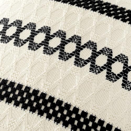 MIULEE Set of 2 Black Boho Decorative Pillow Covers 18x18 Inch Farmhouse Rustic Couch Throw Pillows Modern Spring Cotton Cushion Covers Retro Cute Macrame Woven Home Decor for Bed Sofa Chair - color: Black, size: 18" x 18" (Pack of 2)