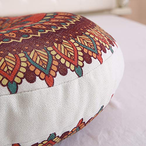 Bohemian Ethnic Futon Seat Cushion Floor Pillow,Round Thick Meditation Tatami Seat Cushion Balcony Bedroom Floor Cushion for Living Room D 50cm(20inch) - color: D