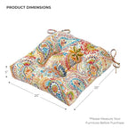 20x20 Square Tufted Outdoor Seat Cushion, Reversible Patio Chair Cushion with Ties, Durable Polyester Fabric, Eco-Friendly Recycled Fill, Weather-Resistant – Jamboree Paisley, Single