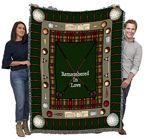 Pure Country Weavers Memorial Golf Blanket - Remembered in Love Blanket - Sympathy Bereavement Gift Tapestry Throw Woven from Cotton - Made in the USA (72x54) - color: Golf, size: 72" x 54"