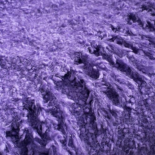 Winter Knit Throw Blanket Fluffy Fuzzy Soft Lightweight Cozy Farmhouse Tassels Chunky Knitted Throws for Couch Sofa Bed (Purple, 50"x60") - color: Purple, size: 50"x60"