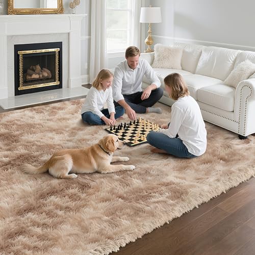 Fluffy Rug Shag Area Rug, Mottling Beige 2x4 Area Rugs for Bedroom, Small Bedside Rug, Soft Fluffy Shag Entryway Throw Rugs for Living Room Bedroom Room Home Decor - color: Mottling Orange, size: 2' x 4' (Rectangular)