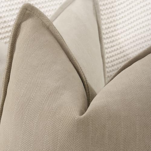 MADIZZ Textured Chenille Euro Sham Pillow Covers Pack of 2 Natural Soft Decorative Accent Pillowcases Boho Neutral Couch Throw Pillow for Bed Home Decor for Sofa Livingroom 24x24 inch Light Taupe - color: Light Taupe, size: 24" x 24" (Pack of 2)