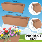 4 Pcs 24in Fabric Plant Window Box Liners Rectangle Non-Woven Planter Basket Liner Insert Brown for Outdoor Garden Fence Wall Railing Hanging Flower Pot, Moisture Retention - size: 24 Inches