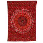 Bless International Handmade Indian hippie Bohemian Psychedelic Peacock Mandala Wall hanging College Dorm Beach Throws Table Cloth Bedding Tapestry (Golden Red, Poster(30x40Inches)(76x101cms)) - color: Golden Red, size: 40"L x 30"W