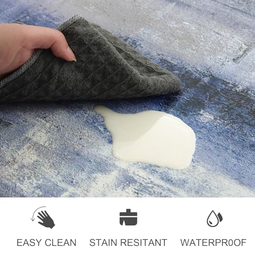 MAYHMYO Anti Fatigue Kitchen Mat - Set of 2 - Blue and Marble Design Comfort Mats - Cushioned, Non Slip Floor Mat - color: Blue, size: 29"L X 17.3"W X 0.4"Th + 47"L X 17.3"W X 0.4"Th