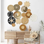 Xuhal 15 Pcs Boho Wall Basket Decor Handcrafted Seagrass Woven Wall Basket Rustic Round Woven Hanging Art for Home Farmhouse Kitchen Table Living Room(Stylish Style) - style: Stylish Style