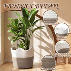 4 Pcs Large Cotton Rope Plant Basket Modern Woven Baskets for Flower Pot Floor Indoor Planters, Storage Organizer Baskets Home Decor, White Brown