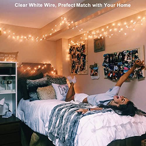 Brizled Clear Christmas Lights, 300 Count 69.6ft Incandescent White Lights String, Connectable 120V UL Certified Indoor/Outdoor White Light on White Wire for Room, Birthday, Wedding, Party, Warm White - color: Warm White