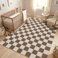 GarveeHome Checkered Terracotta Brown 4x6 Washable Rug Geometric Diamond Dot Modern Neutral Boho Soft Low-Pile Small Rug for Bedroom Nursery Living Room Entryway Non-Slip TPE Backing - color: Terracotta Brown, size: 4' x 6' (Rectangular)