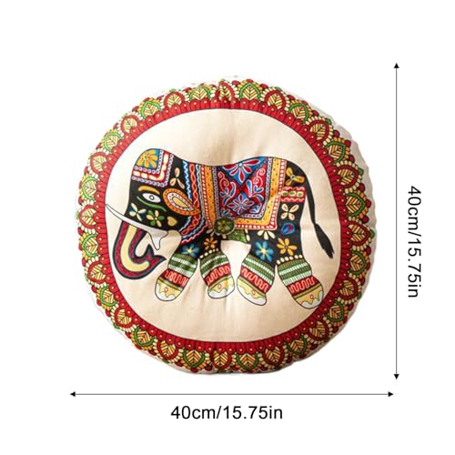 Boho Floor Cushion - 16x16 Inch Round Plush Mat for Extra Comfort, Reversible Dense Padding with Breathable Fabric, Versatile Chair and Meditation Cushion for Home Office Bedroom Lounge Décor - color: A