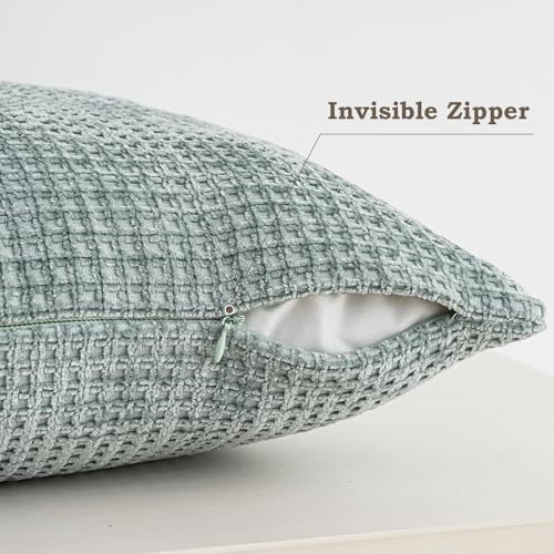 Pack of 4 Throw Pillow Covers 20x12 inch Aquamarine Boho Cushion Covers Decorative Farmhouse Pillow Covers for Couch Bed Sofa Living Room Home Decor Soft Square Pillowcase - color: Aquamarine, size: 20" x 12" (Pack of 4)