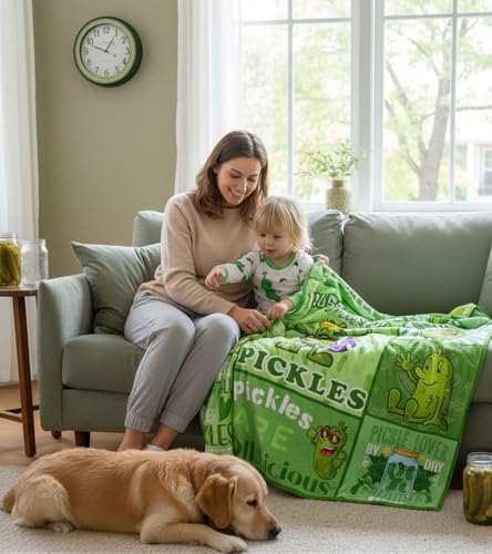 Aipon Pickle Blanket Gifts for Pickle Lovers, Funny Food Cucumber Blankets 50"x 60", Green Soft Cozy Lightweight Throw Blanket for Women Kids Teens Boys Girls - color: Green Pickle, size: 50.00'' × 60.00''