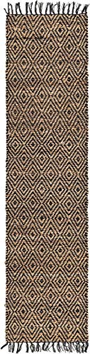 Unique Loom Braided Jute Collection Area Rug - Assam (2' 2" x 8' Runner, Black/ Natural) - color: Black/Natural, size: 2'2" x 8' (Runner)