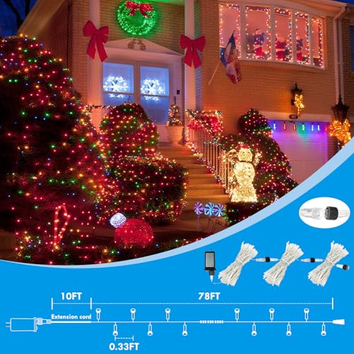 88FT 240LED Connectable String Lights Indoor Outdoor Clear Wire, Cold White⇋Multicolor Christmas String Lights, Plug in Twinkle Fairy Light With Timer For Wedding Patio Tree Yard Christmas Decorations - color: Multicolor ⇋ Cool White, size: 240LED