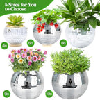 Disco Ball Planter, 8" Silver Disco Ball Planter, Disco Ball Plant Hanger with Hanging Rope, Hanging Chain, Hook, Circle and Extra Mirror Pieces - color: 1×8" Silver