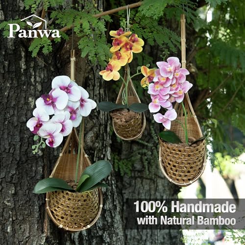 Handmade 100% Thai Bamboo Hanging Orchid Basket – 4 Inch, 5 Inch, 6 Inch (Triple Set) - color: 4 Inch, 5 Inch, 6 Inch - Triple Set