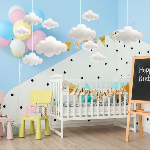 ayfjovs 10pcs 3D Cloud Decoration Hanging Cloud for Ceiling Decor, Felt 3D White Cloud Ornament for Art Stage Wedding Nursery Children Room Party Baby Shower Cloud Props - style: Puffy Style-10pcs