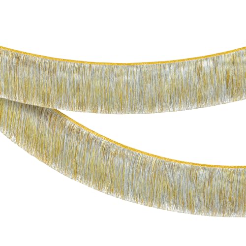 KatchOn, Silver and Gold Fringe Banner Garland - 6.5 Feet, Pack of 2 | Gold Fringe Garland for Golden Birthday Decorations Golden, Silver Streamers for Prom Graduation Decorations 2026 - color: Silver nad Gold