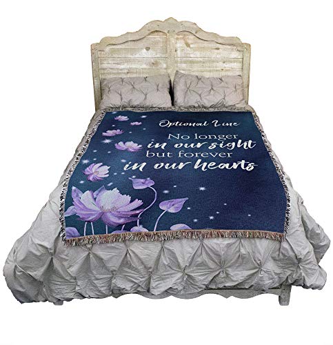 Pure Country Weavers No Longer in Our Sight But Forever in Our Hearts Blanket - Personalized - Custom Sympathy Bereavement Gift Tapestry Throw Woven from Cotton - Made in the USA (72x54) - color: Hearts Flowers, size: Customize