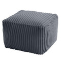 MeMoreCool Square Stuffed Pouf Ottoman Foot Rest, Stripe Furry Floor Pouf Foot Stool with Foam Chunk Filling, Soft Fluffy Stuffed Ottoman Footrest for Living Room, Faux Fur Grey - color: Ribbed Dark Grey