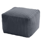 MeMoreCool Square Stuffed Pouf Ottoman Foot Rest, Stripe Furry Floor Pouf Foot Stool with Foam Chunk Filling, Soft Fluffy Stuffed Ottoman Footrest for Living Room, Faux Fur Grey - color: Ribbed Dark Grey