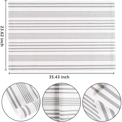 Grey and White Striped Outdoor Rug 24'' x 35'' Door Mat Outdoor Machine Washable Welcome Mats Cotton Hand-Woven Entryway Rug for Front Porch/Entryway/Laundry/Bathroom/Bedroom - color: Grey Striped, size: 2' x 3' (Rectangular)