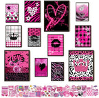 KBKBART Mcbling Y2k Room Decor Aesthetic, 12 Pcs Trashy Y2k Posters and 50 Pcs Y2k Sticker for Teen Girl's Bedroom, Early 2000s Room Decor, Hot Pink Wall Art Aesthetic Pictures, Emo Baddie Prints Wall Collage for Dorm Bedroom Apartment Decor (UNFRAMED) -