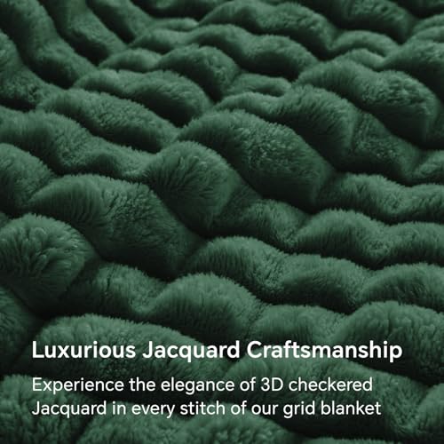 BEDELITE Emerald Green Throw Blanket for Couch and Bed- Super Soft and Warm 3D Checkered Fluffy Fuzzy Fleece Blanket, Luxurious Plush Cozy Blanket for Room Decor Spring, 50x60 inches - color: Emerald Green, size: Throw(50"x60")