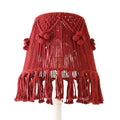 Wine Red Boho Woven Lamp Shade Bell Tassels Lampshade 7.5``Top x 12``Bottom x 11``High(Spider) Medium Handmade Lamp Shades for Table & Bedside Lamp - Easy Assemble - color: Red, size: Medium (7.5" Top x 12" Bottom x 11" High)
