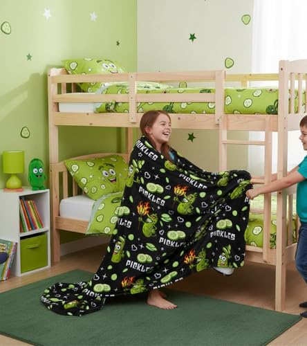 Aipon Pickle Blanket Gifts for Pickle Lovers, Funny Food Cucumber Blankets 50"x 60", Black Soft Cozy Lightweight Throw Blanket for Women Kids Teens Boys Girls - color: Black Green Pickle, size: 50.00'' × 60.00''