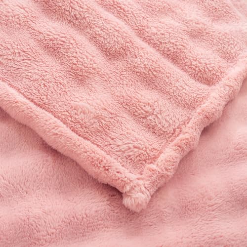 YUSOKI 3D Fleece Bubble Throw Blanket | 380GSM Ultra Soft Fluffy Plush | Non-Shedding Lightweight Cozy Blanket for Couch Sofa Bed | All Season(Light Pink,50 * 60inches) - color: Light Pink, size: Throw(50" x60")
