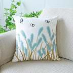 vctops Farmhouse Pampas Grass Cotton Tufted Throw Pillow Cover Boho Embroidery Pillowcase Soft Square Cushion Case for Sofa Couch Bed Chair (Blue C,18"x18") - color: Blue C