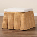 Bali & pari Palm Bohemian Honey Scallop Rattan Ottoman - color: Honey