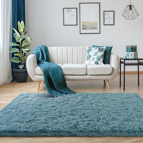 Kelarea Area Rug for Living Room, 4x6 Non-Slip Turquoise Green Rug Fluffy Soft Shag Rugs, Fuzzy Shaggy Plush Carpet for Bedroom, Nursery Rooms, Home Dorm - color: Turquoise Green, size: 6' x 4' (Rectangular)