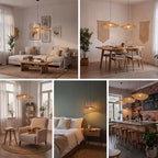 3 Set 11 Inches Cloud Shaped Rattan Pendant Light Shade, Woven Rattan Lamp Shades for Ceiling Lighting, Natural Handcrafted for Dining Room, Kitchen Ceiling(Small Cloud Lampshade)