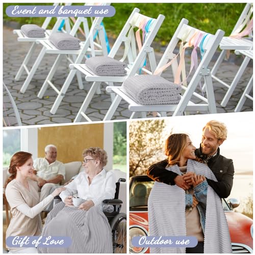 Buryeah 12 Pcs Flannel Throw Blanket Bulk 50 x 60 in Sleepover Blanket Outdoor Wedding Throw Lightweight, Oeko-tex Standard 100 Certified for Sofa Homeless Gifts (Light Gray) - color: Light Gray