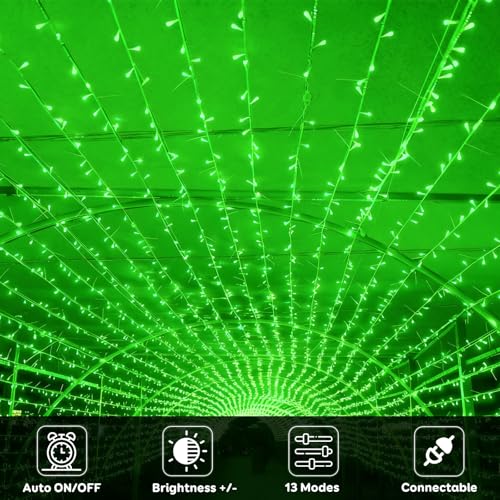 88FT 240LED Extra-Long Connectable String Lights Indoor Outdoor Clear Wire, Green Christmas String Lights, Plug in Twinkle Fairy Light with Timer for Wedding Patio Tree Yard Christmas Decorations - color: Green, size: 240LED