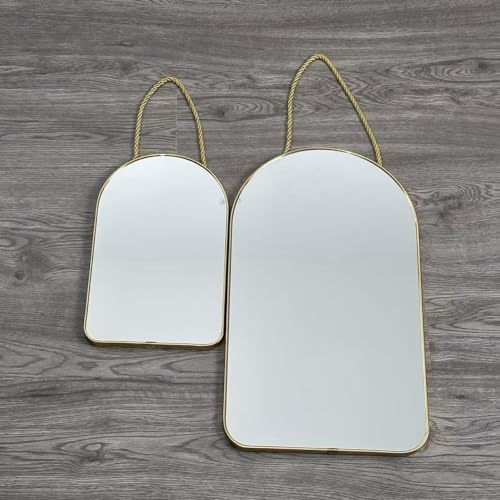 Small Arched Wall Mirror with Plastic Frame Arched Bathroom Mirror (Gold, 15.75" L x 9.25" W) - size: 15.8"L x 9.3"W
