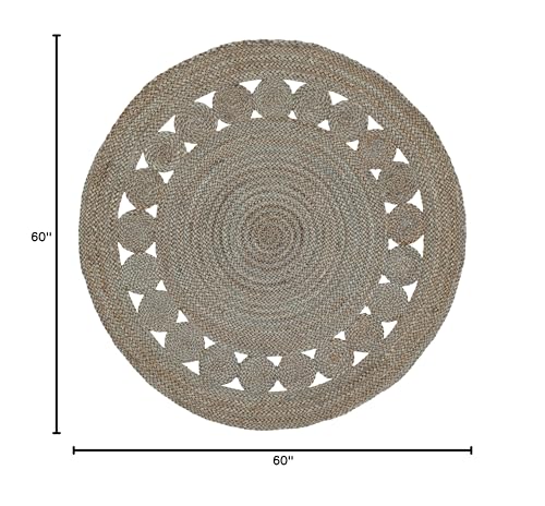 SAFAVIEH Area Rug 5' Round - Natural Fiber Collection - Grey, Handmade Jute, Boho Farmhouse Braided Design (NF364C) - color: Grey, size: 5' (Round)