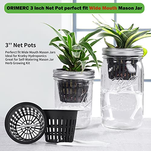 ORIMERC 25 Pack Net Pots 3 inch Hydroponic Pots Come with 25 ft Self Watering Wick & 25 Pcs Plant Label Aquaponics Mason Jar Insert Orchid Netted Basket Slotted Mesh Garden kratky Growing Vegetable - size: 3 inch (25 Pack)