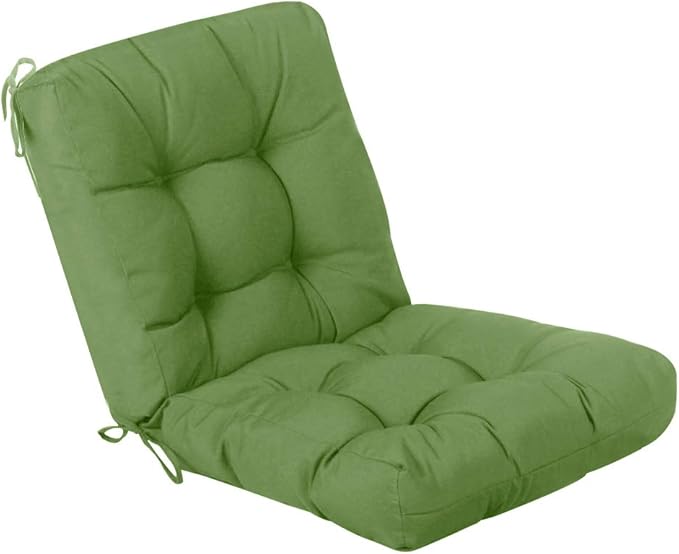 QILLOWAY Outdoor Seat/Back Chair Cushion Tufted Pillow, Spring/Summer Seasonal All Weather Replacement Cushions. (Dark Green)
