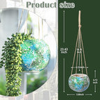 Hanging Planter Mosaic Garden Pot Small Flower Pot for Indoor Plant Disco Ball Hanging Planter with Drainage Green - color: Green