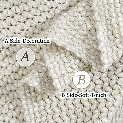 Blagic Grey and White Knit Throw Blanket with Tassel| Home Decor Blanket| Holiday Throw| Wrap Shawl Scarf, Lightweight Soft Cozy Warm Fluffy, Wheat Textured, 50" W x 60" L - color: F-grey & White, size: 50 × 60 in