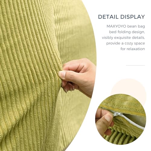 MAXYOYO Folding Sofa Bed, Extra Thick and Long Floor Sofa Convertible Chair with Washable Cover, Floor Couch Lounge Bean Bag Bed for Living Room, Green, 54x91 Inch - color: Green, size: Classic Full